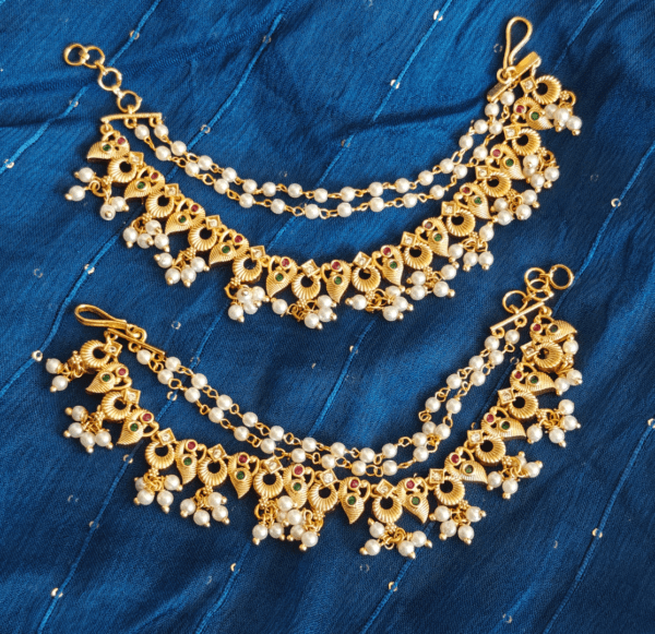 Peacock mango pearl ear chain