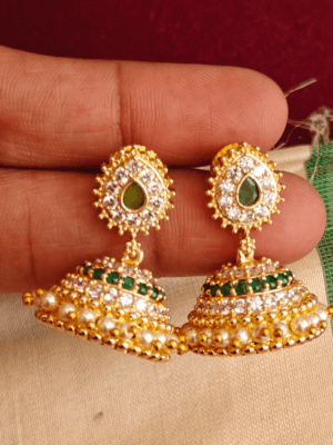 Traditional mini kodai jhumkha (White green)