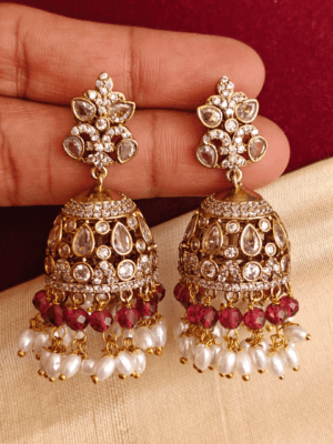 Tilak victorian jhumkha (red)