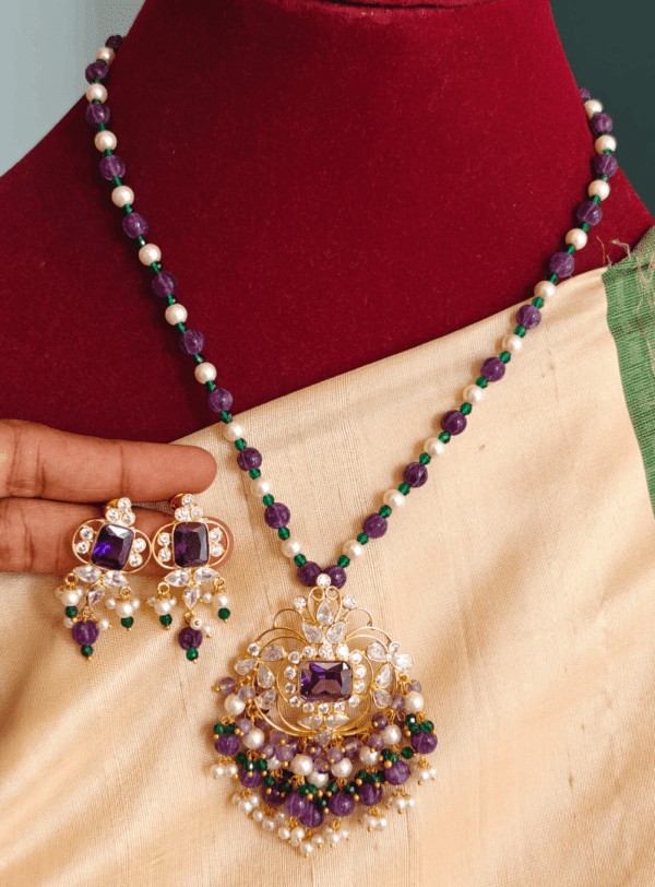 Purple pumpkin beads mossainaite set