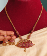 Annam damaru fusion chain set with jhumkha