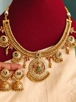 Annam leaf antique kundan necklace