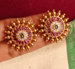 Chakra antique ruby emerald stud