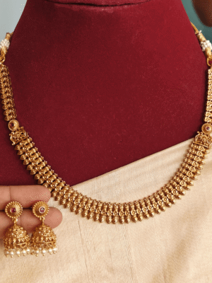 Mullu step necklace with jhumkha