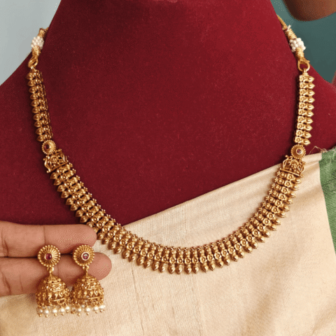 Mullu step necklace with jhumkha