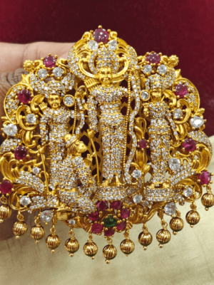 Ram parivar pendant with antique gold beads