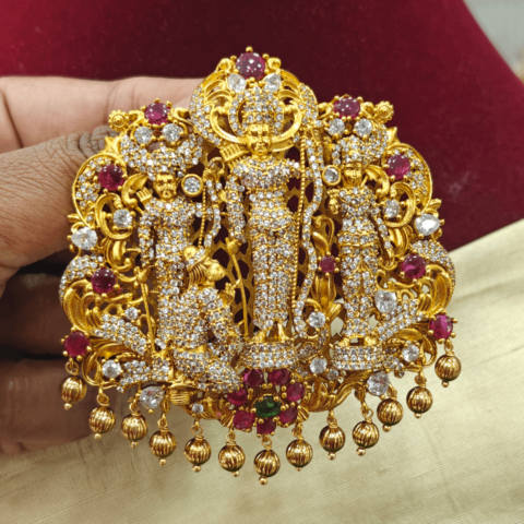 Ram parivar pendant with antique gold beads