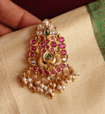 Double peacock fusion saree pin