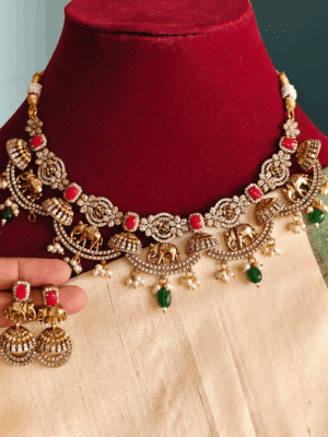 Elephant victorian coral necklace