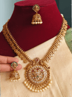 Double peacock lakshmi kasu necklace