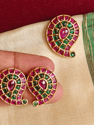 Ruby emerald mango pendant set