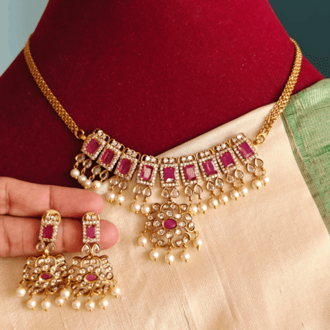 Ruby white kattam choker