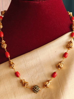 Emerald ball coral mala