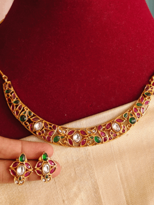 Leaf kanti necklace with stud