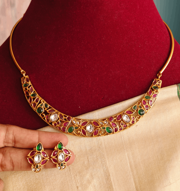 Leaf kanti necklace with stud