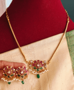 Jadau lotus pendant set with kodi chain