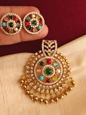 Navratna chakra pendant set