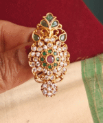 floral saree pin (Green white)