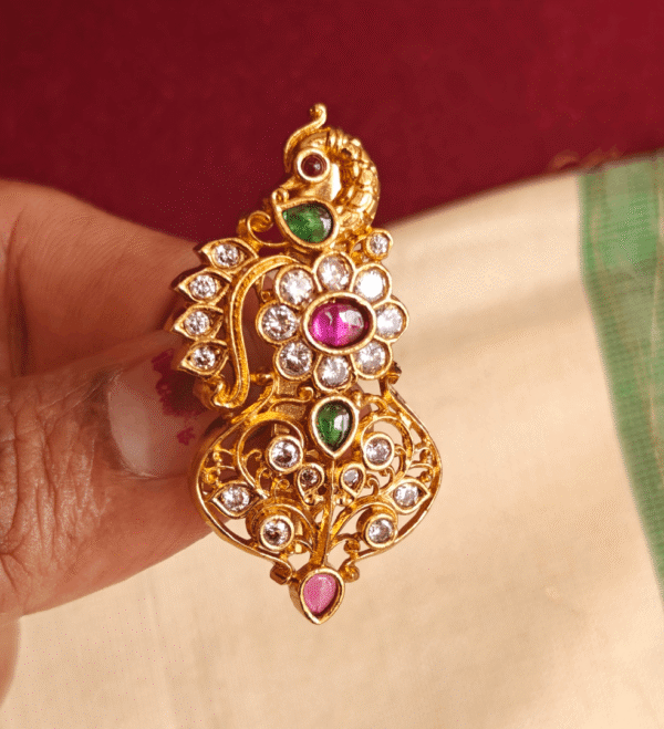 Peacock floral saree pin