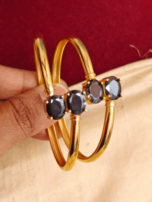 Oval stone bracelet set (Black)