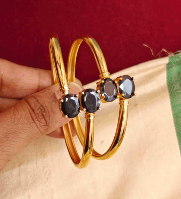 Oval stone bracelet set (Black)