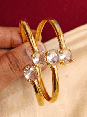 Oval stone bracelet set (White)