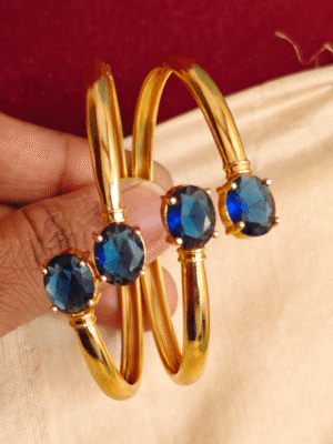 Oval stone bracelet set (Blue)
