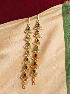 Guttapusalu tear drop ear chain (green)