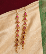 Guttapusalu tear drop ear chain (ruby)