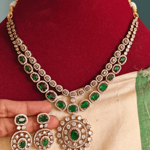 Maya double layer victorian necklace (green)