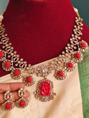Ganesha carving necklace set