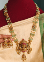 Lakshmi bead haaram with jhumkha (Mint green)