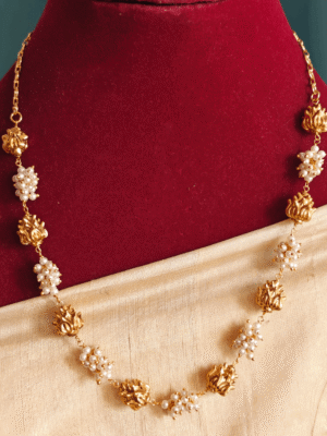 Cluster pearl lotus antique chain