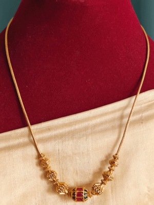 Damaru ruby emerald ball antique chain