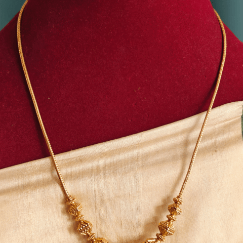 Damaru ruby emerald ball antique chain