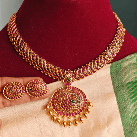 Annam attigai set (Ruby green)