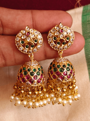 Ruby emerald bell jhumkha