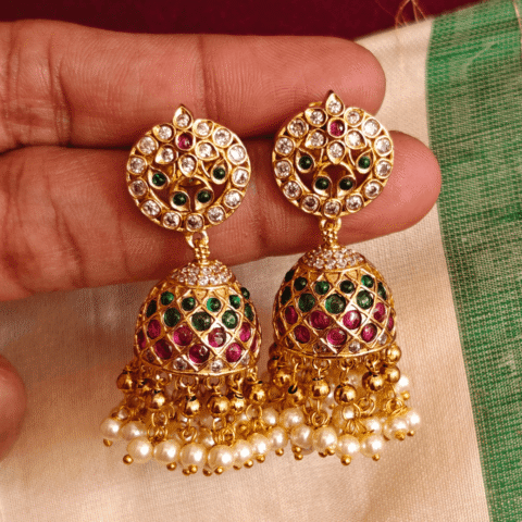Ruby emerald bell jhumkha