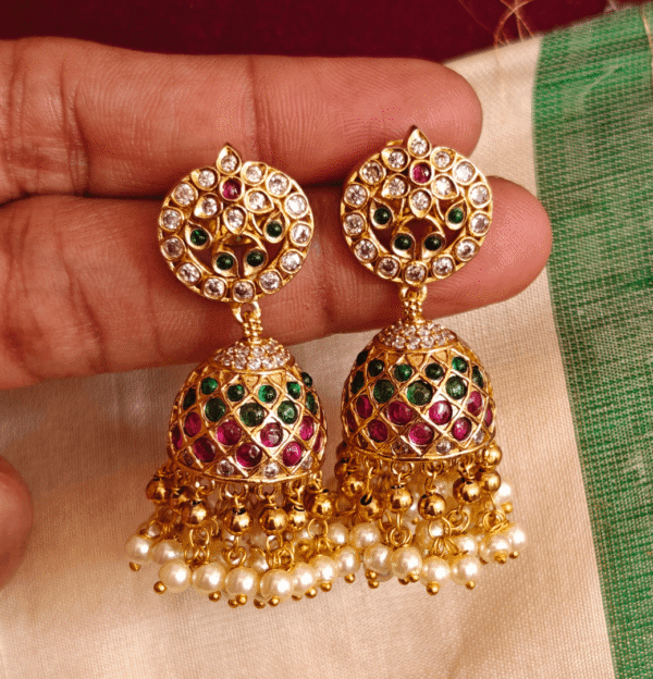 Ruby emerald bell jhumkha