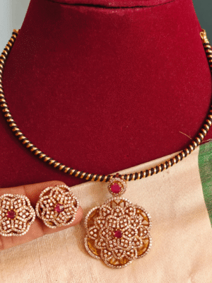 Amalia pendant set with black rope hasli