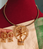 Natraja pendant set with black rope hasli
