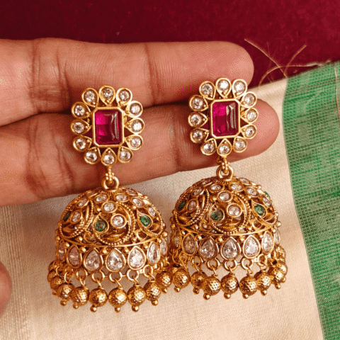 Kundan floral jhumkha