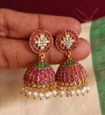 Ruby emerald kodai jhumkha