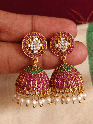 Ruby emerald kodai jhumkha