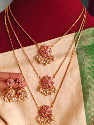 Flower kemp layer set with jhumkha