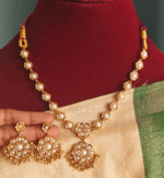 2in1 Pearl sigappu kal necklace with two sets of earrings