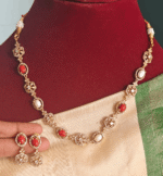 oval pearl coral stone necklace set