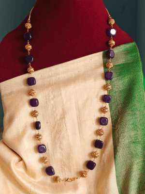Purple Flat beads mala with fish hook to attach with any pendant