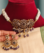 Peacock victorian pearl choker (Purple)