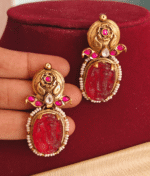 Ganesha ruby carving earrings